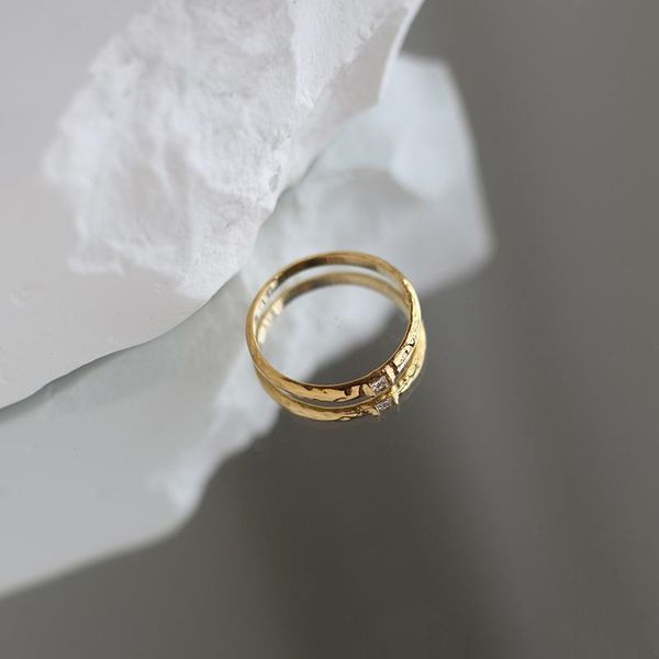 

cluster rings modagirl vintage simple 18k gold stainless steel ring with zircon women midi finger jewelry accessories, Golden;silver