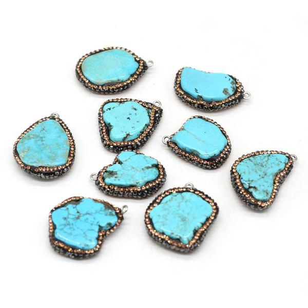 

charms fashion small pendant natural irregular turquoise for women jewelry making diy necklace earring accessories, Bronze;silver