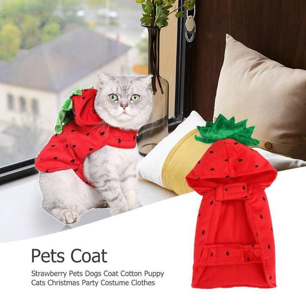 

cat clothes pets coat cute strawberry cotton puppy cats costume clothe jacket for dogs&cats christmas party costumes