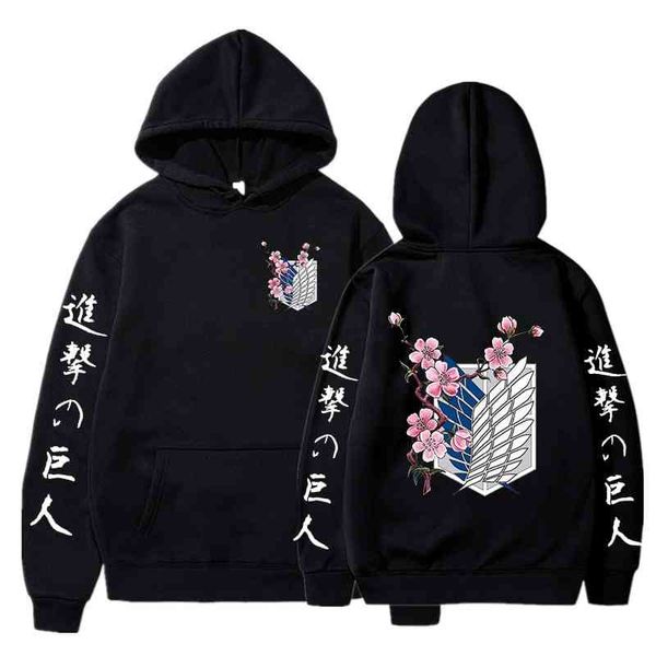 

japane anime attack on titan graphic hoodi men women long sved sweatshirt pullover harajuku sudaderas, Black