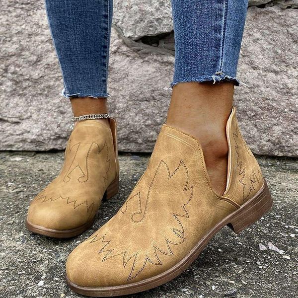 

boots vintage women ankle flats leather plus size woman winter females casual botas de mujer outdoor ladies w7, Black