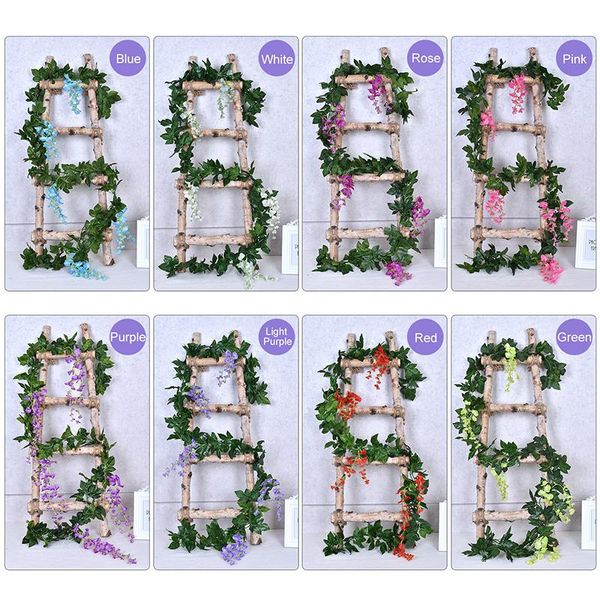

decorative flowers & wreaths 2.1m wisteria artificial rattan fake string plants for home decoration vine ivy wedding