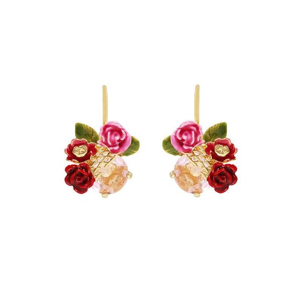 

earrings & necklace enamel rose flower jewelry for woman 2021 trend, Silver