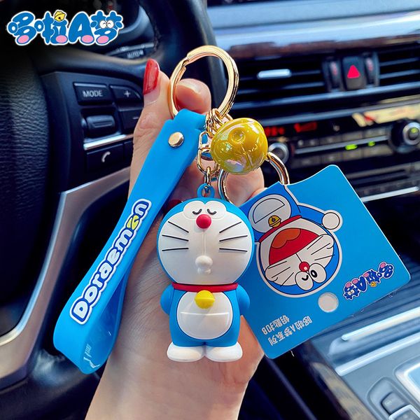 

key chain doraemon female childhood memories ding dang cat keychain ring cartoon car decoration gift, Silver