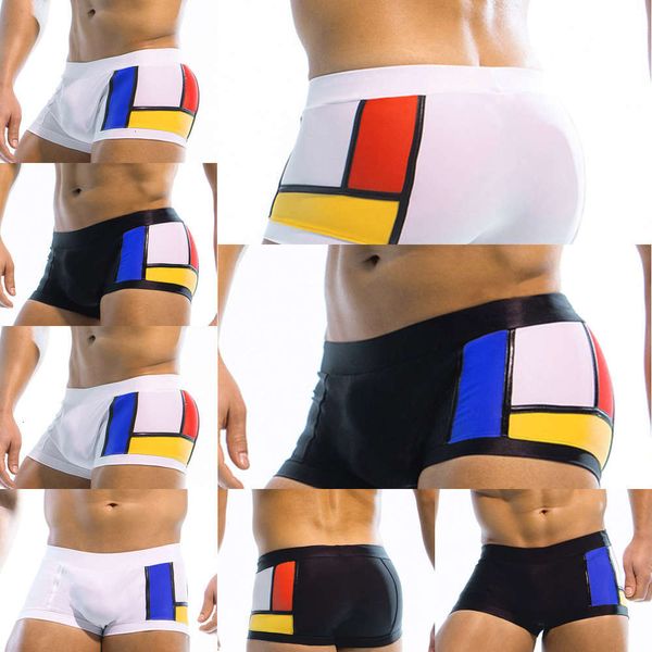 

contrast color mens 2021 swimming trunks gay men swimwear man swimsuit fast dry swim suit summer beach short men's bathing suits