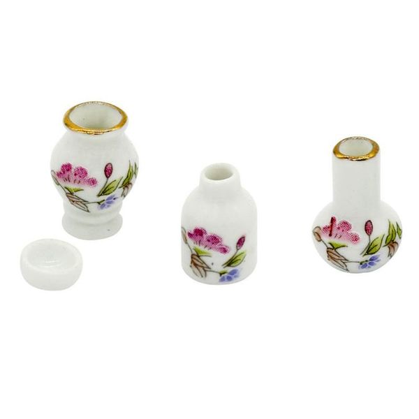 

vases jeyl 4pcs mini flower pots miniatures 1/12 dollhouse home room decor accessories,white