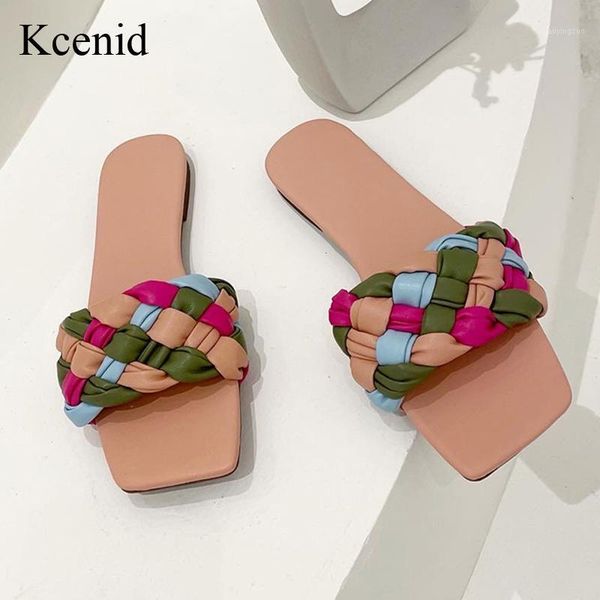 

kcenid summer fashion female slippers women flat weave open toe slides sandal ladies outdoor beach shoes1, Black