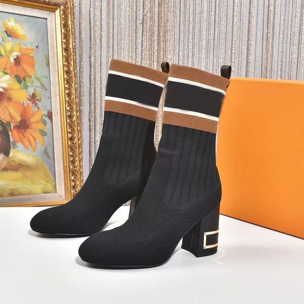 

women designer silhouette ankle boot black stretch high heel sock boots and flat socks sneaker winter womens shoes size 35-42 111