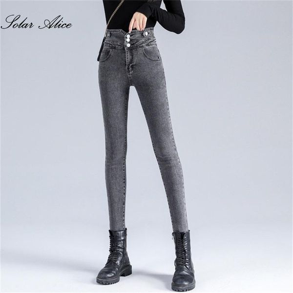 

women's jeans 2021 autumn and winter high-waisted feet slim tall casual pants, Blue