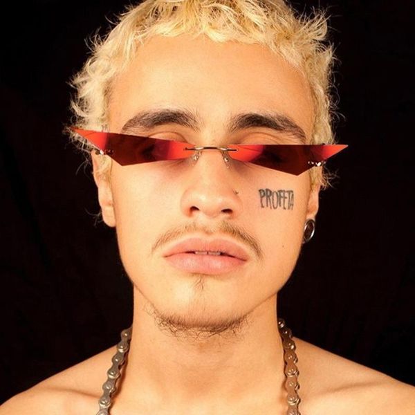 

sunglasses rimless women 2021 small frame harajuku punk style uv400 shades sun glasses eyewear unixes gafas de sol, White;black