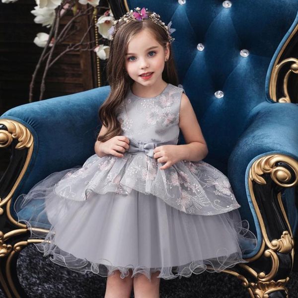 

summer baby girls dress embroidery formal princess for elegant lace birthday party children clothes 1 2 5 year girl's dresses, Red;yellow