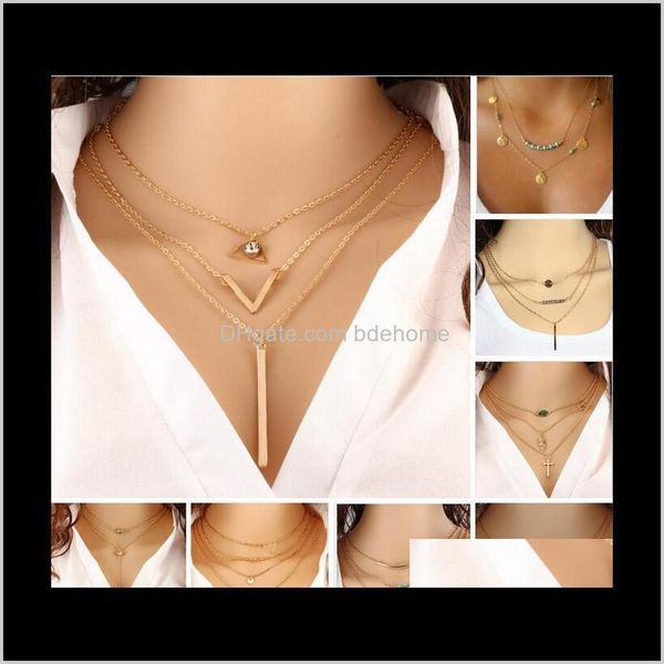 

pendant & pendants jewelry drop delivery 2021 choker collier boho pearls diamond multilayer necklaces for women men bar layered tassel metal, Silver