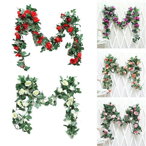 

decorative flowers & wreaths simulated rose vine green leaf garland hanging ornament suitable for wedding party garden decoration 66cy