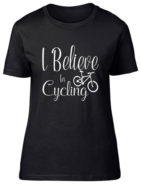 

believe in cycling fitted womens ladies t shirt men's t-shirts, White;black