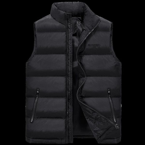 

men's vests men jacket sleeveless vest winter warm casual coat male waistcoat zipper down hat detachable, Black;white