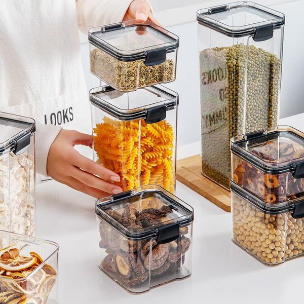 

storage bottles & jars food containers,airtight plastic transparent kitchen organization box for sugar, flour, snack