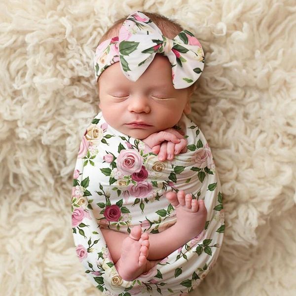 

born receiving blanket baby swaddle wrap pography prop blankets sleeping headband 2021 & swaddling