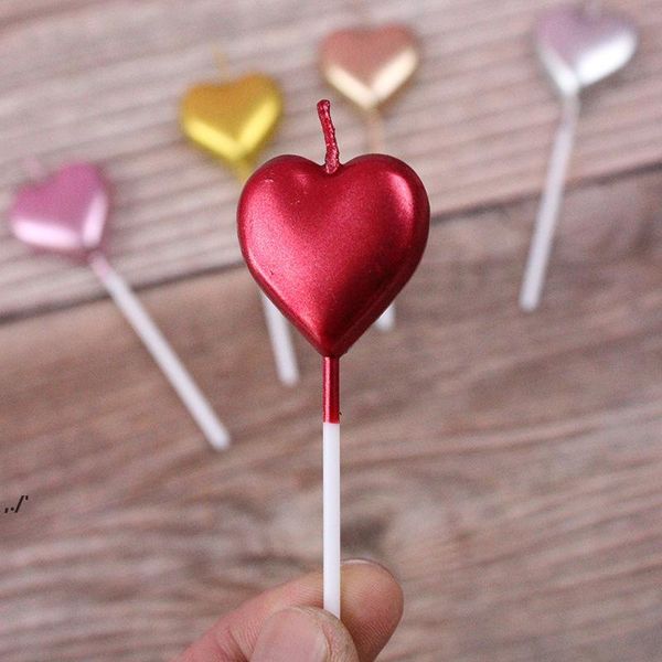 Kuchen Dekoration Kerze Kuchen Pick Ornament Liebe Sterne Form Kerzen für Valentinstag Geburtstag Party Supplies Golden RRA9969