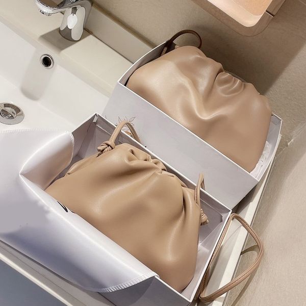 

women fashion crossbody bag black fold leather cloud handbag purse lithe soft wide hand bag wholesale shoulder bags multi color