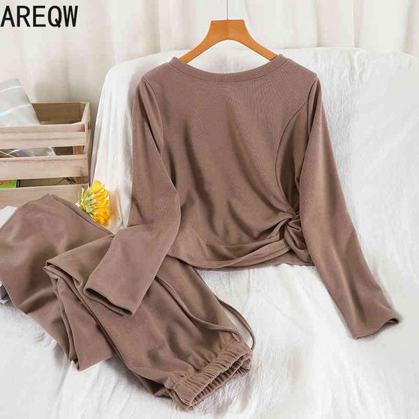 

v979 women's fashion products spring and autumn long-sleeved straight wide-leg casual pants two-piece sets 210507, White