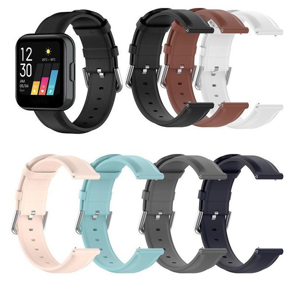 

watch bands 20mm leather straps for realme band replacement bracelet sports wristband strap correa smart accessories, Black;brown