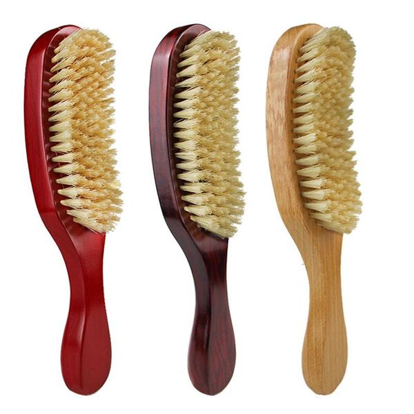 

wooden handle soft hair brush cream bristle beard oil head curve wave brushes, Silver