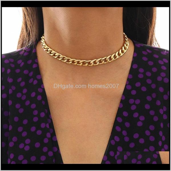 

chokers & pendants jewelrypunk cuban metal necklaces link steampunk rock simple long chain choker necklace women clavicle minimalist jewelry, Golden;silver