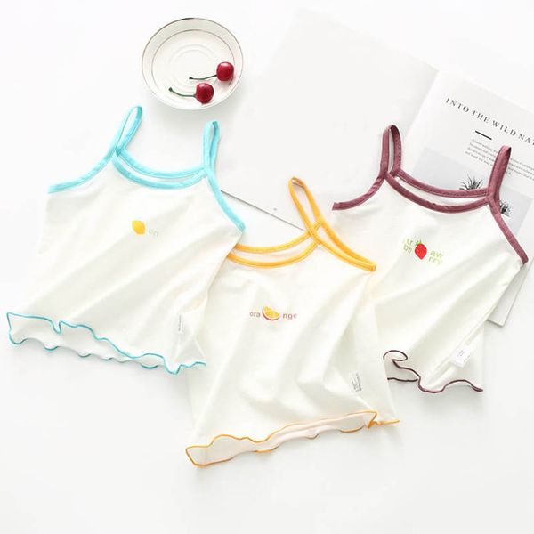

girls tank children summer clothing kids wear baby fruit print childrens vest clothes t-shirts b6759, Blue