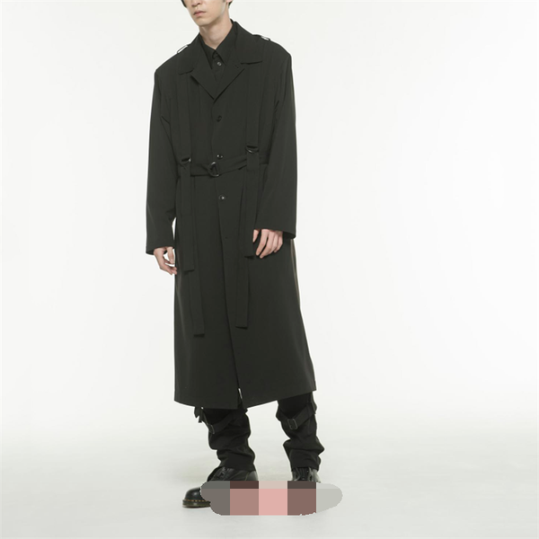 

men's trench coats windbreaker autumn and winter loose youth knee fashion long coat sleeve leisure thin personalized top, Tan;black