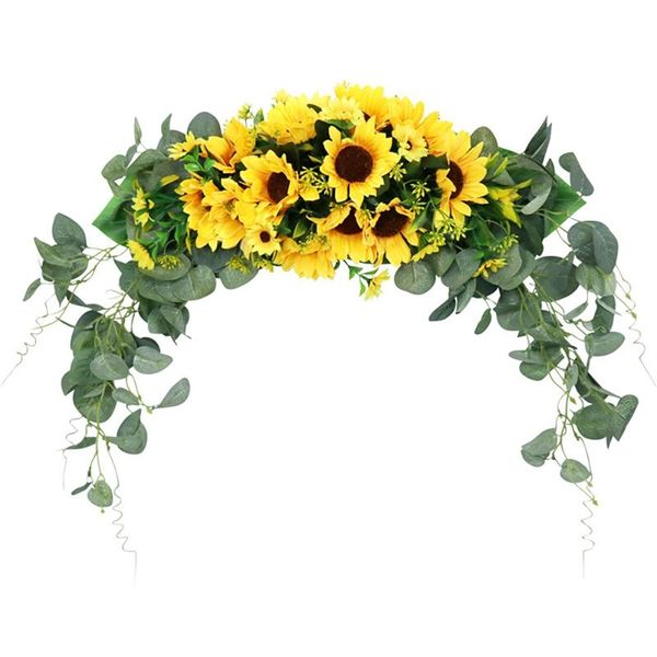 

decorative objects & figurines floral swag artificial flowers sunflower eucalyptus wreath for mirror home wedding party door table chair