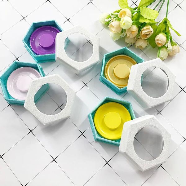 

wholesale hexagon magnetic false eyelashes packaging box custom private logo 25mm mink case1