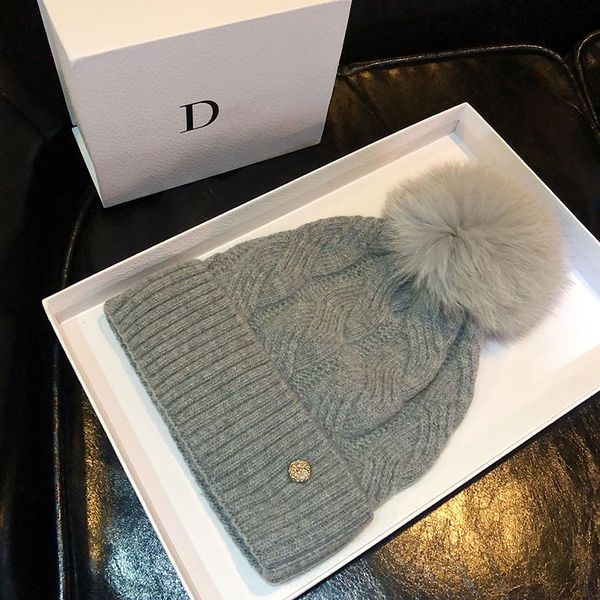 

ht014 natural hair pom hat fashion winter hat for girls wool hat, Blue;gray