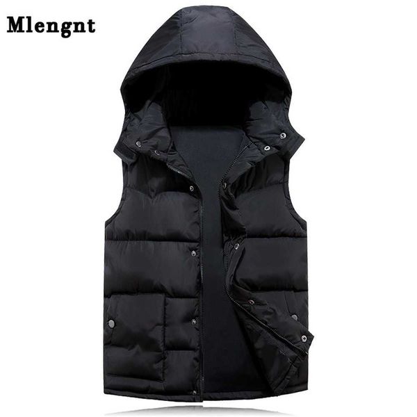 

cotton hoodie vest for men winter warm thick casual windbreaker kids 3 colors red sleeveless jacket male classic waistcoat 211019, Black;white