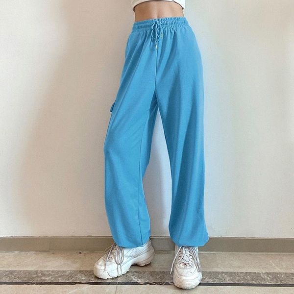 

women's pants & capris cute fashion sml slim pocket high waist elastic drawstring woman casual straight lady ankle-tied trousers street, Black;white