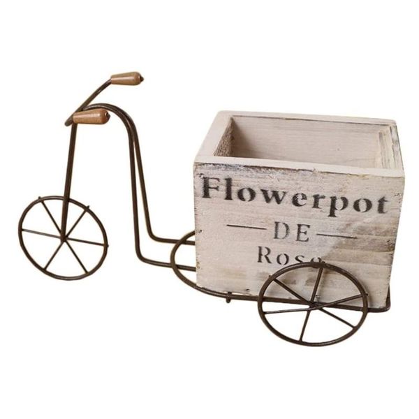 

planters & pots pastoral iron bicycle flower stand indoor swing table tricycle wooden pot home deskgarden decoration