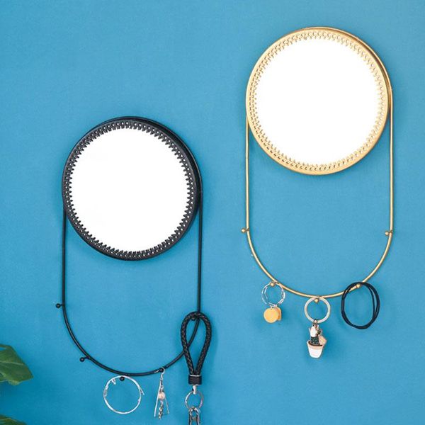 

chinese iron mirror home bedroom bathroom wall makeup multifunctional vanity with hook creative nordic decoration mirrors