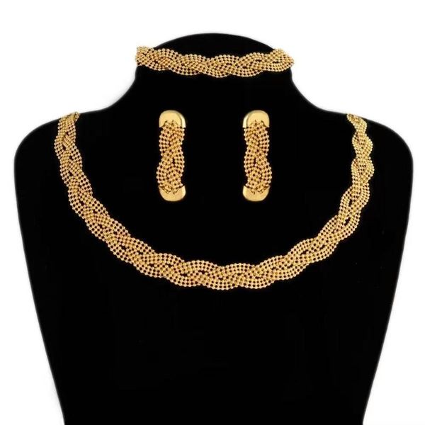 

earrings & necklace twist braid fashion jewelry wedding party anniversary gift trendy sets for women pendent romantic, Silver