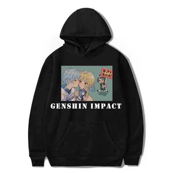 

men's hoodies & sweatshirts genshin impact casual cool print fashion game plus streetwear hip hop size graphic women/men, Black
