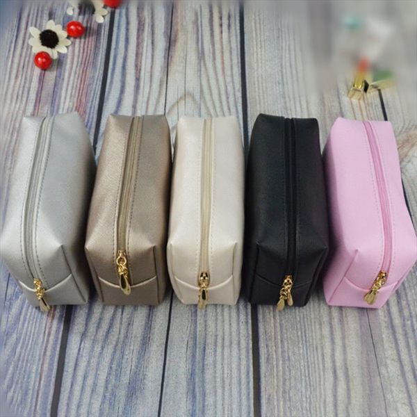 

1 pc leather zipper cosmetic bag women simple travel beauty case portable wash makeup make up organizer holder dropshipping