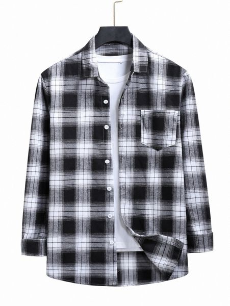 

men plaid button through shirt j4js#, White;black
