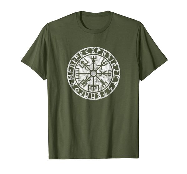 

vegvisir runes icelandic protection, vintage t-shirt, White;black