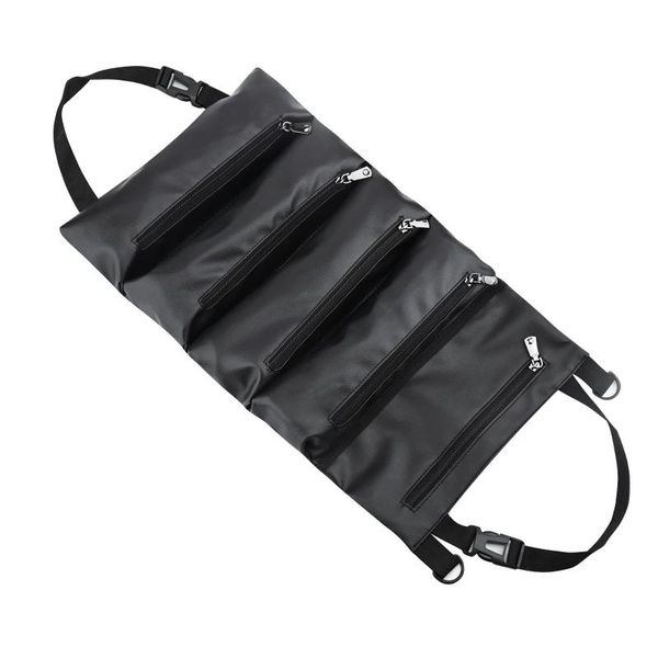 

car organizer 1pcs tool roll up bags black leather storage pouch multi-purpose tools tote sling holder back seat 50x28.5cm