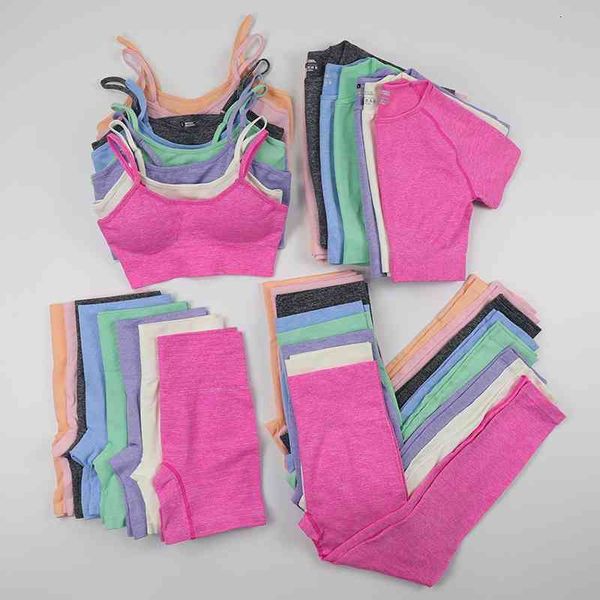 

2/3/4 piece women yoga set fitness sport suit push up bra seamless leggings clothing female gym wear running clothes, White;red