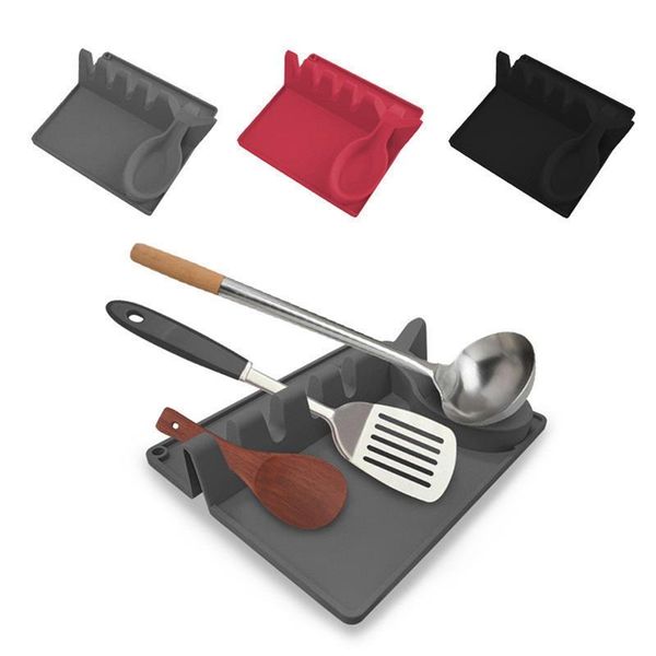 

mats & pads kitchen silicone spoon rest 2 in 1 holder with drip pad for counterhang hole design