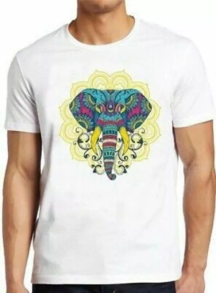 

elephant mandala colour present cool gift tee t shirt 4193, White;black