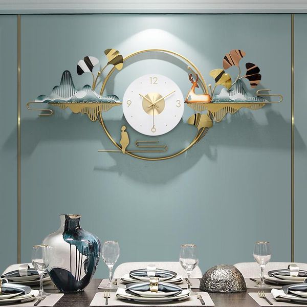 

wall clocks chinese luxury wrought iron landscape home livingroom mural decoration el store lobby sticker ornaments