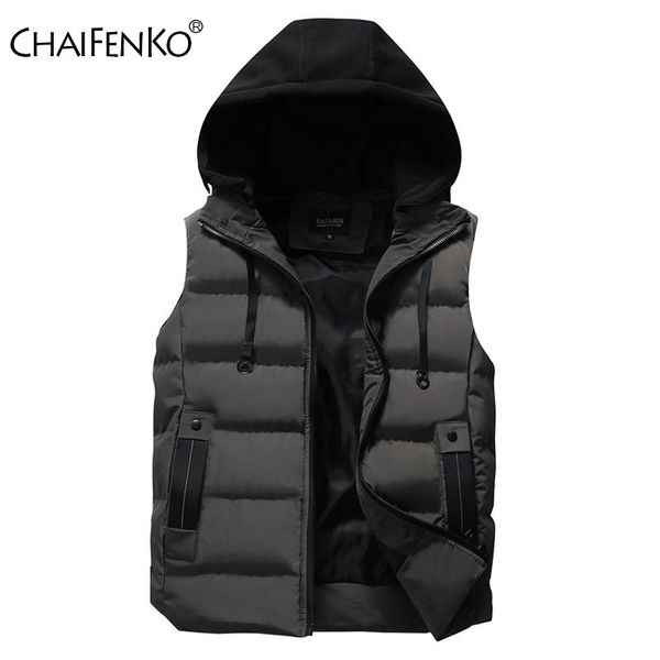 

men's vests chaifenko vest jacket winter waterproof warm sleeveless men fashion hooded casual autumn thicken waistcoat, Black;white