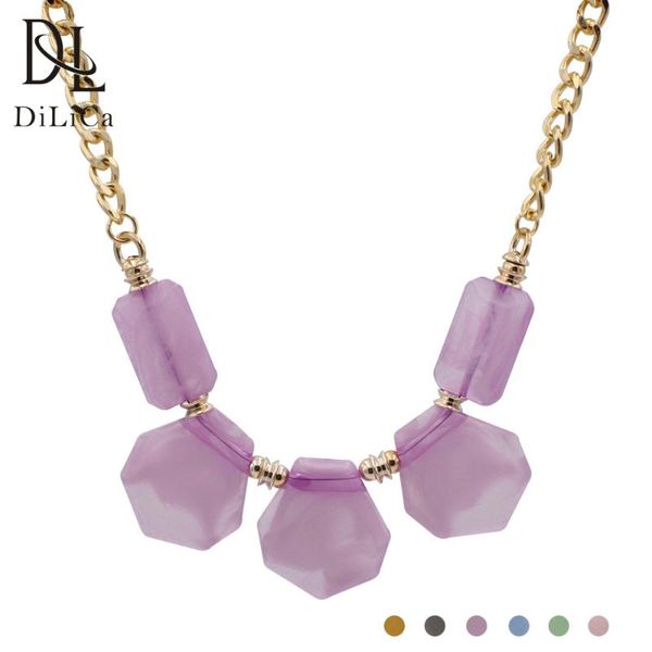

chokers dilica trendy maxi statement necklace for women resin geometric chunky choker pendant female fashion bohemian, Golden;silver