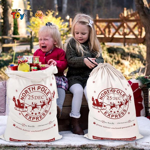 

new christmas santa sack deer drawstring canvas santa bag new year christmas decorations for home stockings gift bag wholesale