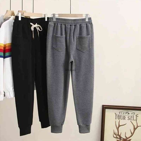 

size 6xl 150kg autumn womens capris winter joggers trousers casual sweatpants fitness workout running sporting clothing, Black;white